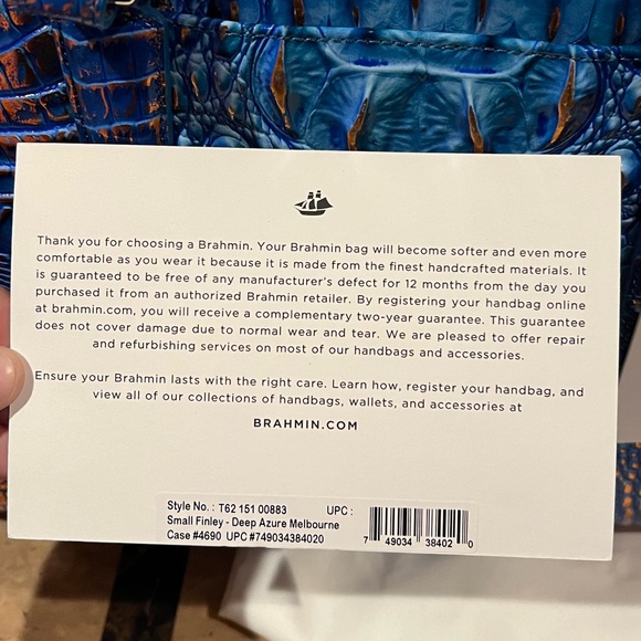 NWT Brahmin Small Finley Deep Azure Melbourne - Picture 9 of 10